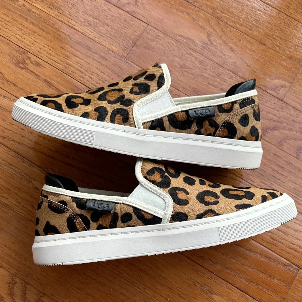 Leopard Print Slip-On UGG Jass Exotic Calf Hair Sneakers - Women's Size 7 GUC